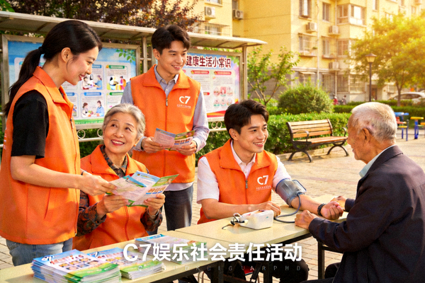 C7娱乐社会责任活动图片，展示团队参与社区公益或健康宣传活动的场景