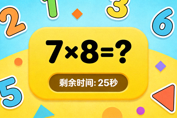 趣味数学挑战游戏界面，显示算术题目和倒计时